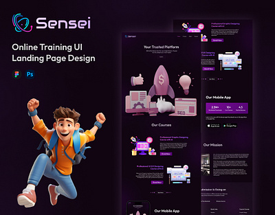 Sensei - Landing Page UI Design branding design graphic design landingpage typography ui ux web design website