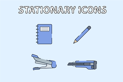 Cute Stationary Icons icon vector