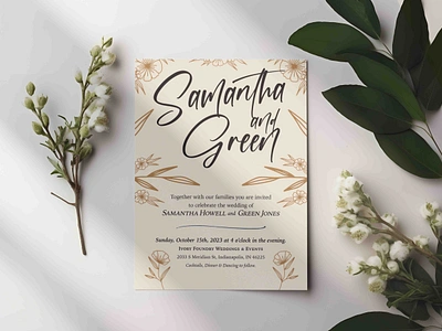 Samantha & Green - Wedding Invite Mockups envato mockup graphic design graphic designer layout design photoshop mockup psd mockup wedding invitation wedding invitations wedding invite wedding invites