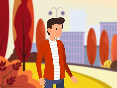 Animation "Autumn walk" 2d 2d animation 2d motion adobe after effects adobe illustrator animation animation in the park autumn animation character graphic design illustration logo animation motion motion design motion graphics short animation social media animation urban animation vector walking cycle