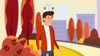 Animation "Autumn walk" 2d 2d animation 2d motion adobe after effects adobe illustrator animation animation in the park autumn animation character graphic design illustration logo animation motion motion design motion graphics short animation social media animation urban animation vector walking cycle