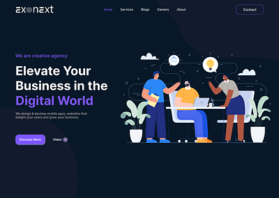 Exonext - Landing page landing page minimal design ui web design website design