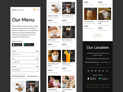Imaji Coffee Website - Mobile Responsive catalogue menu coffee shop imaji landing page minimalist mobile responsive our menu ui ux website
