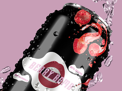 Berry Bomb can drink (soda)/ advert, packaging design adobe illlustrator adobe photoshop advertising brand identity branding can drink graphic design logo logo design packaging packaging design