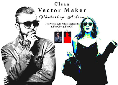 Clean Vector Maker Photoshop Action vector tracing