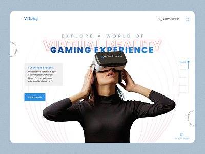 VR Gaming Experience Website ar banner branding designer gaming graphic design herosection landingpage newconcept pixels trend ui uiux vr vrgaming webdesign widget