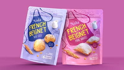 Nola French Beignet food bag food packaging food pouch bag graphic design label design packaging packaging designer pouch bag pouch packaging