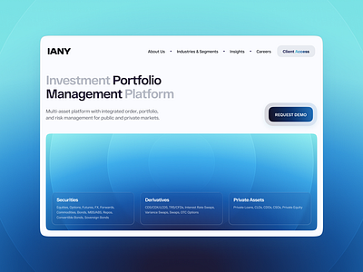 Investment Portfolio Management Platform clean finance fintech homepage investment landing page management minimalistic modern portfolio ui web website design