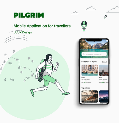 Pilgrim Travel app design mobileapp mobiledesign preview travel travelapp ui ux