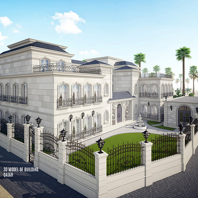 Neoclassical Arab villa in Doha 3d house model arabic style architecture model 3d villa visualisation house