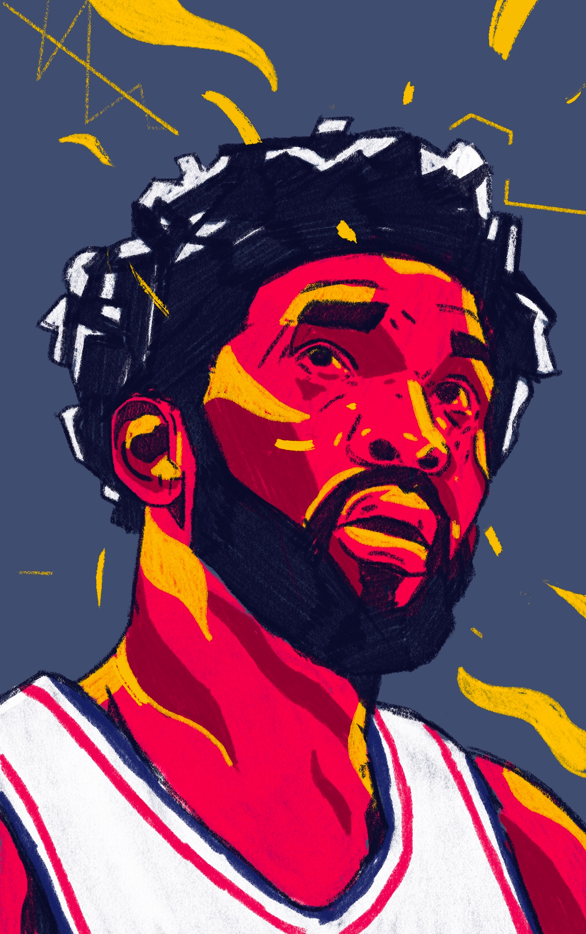 Embiid 76ers basketball character embiid illustrated portrait illustration illustrator nba nba basketball nba illustrated nba illustration nba portrait people portrait portrait illustration procreate