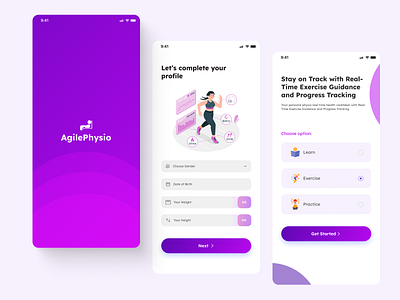 AgilePhysio- Physiotherapy App UI agilephysio app ui clean ui minimalist ui modern design modern ui physiotherapy app ui ui design uxdesign