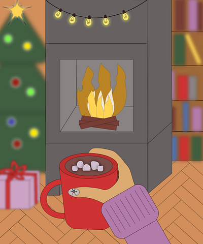 Fireplace cosy fireplace illustration winter