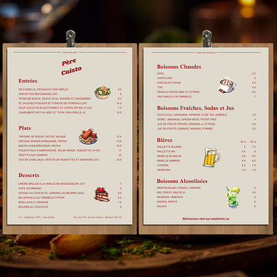 Tarif restaurant application bar branding conception graphique design drink food graphic design illustration logo menu restaurant ui ux vector