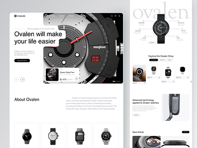 Ovalen - Ecommerce Landing Page clean clock design ecommerce horologi landing page online shop online store shop shopify store ui watch watch web watch website watches web web design website