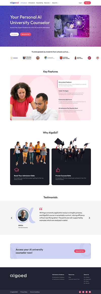 Re-Design Algoed landing page branding color figma landing pages typography