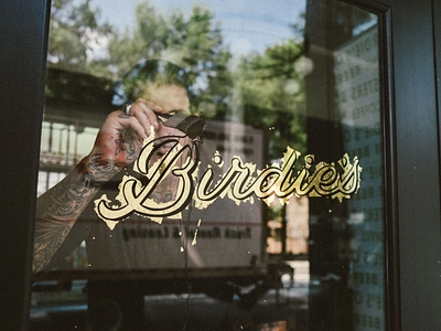 Birdie's Logo branding calligraphy gold leaf logo logo design typography