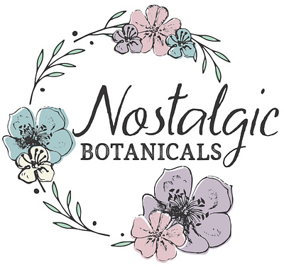 Nostalgic Botanicals Logo botanicals branding design flowers graphic design illustration light logo nostalgic pastel plants print typography vector vintage visual identity