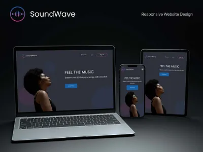 SoundWave | Responsive Website dark music app dark music mobile app dark music player dark music ui music player music website