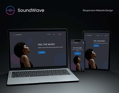 SoundWave | Responsive Website dark music app dark music mobile app dark music player dark music ui music player music website