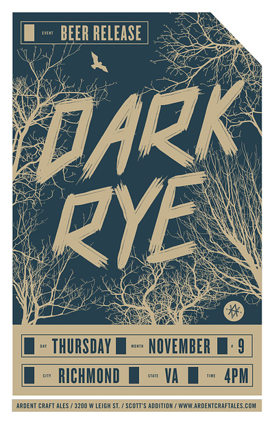 Dark Rye / Ardent Poster craft beer graphic design poster design