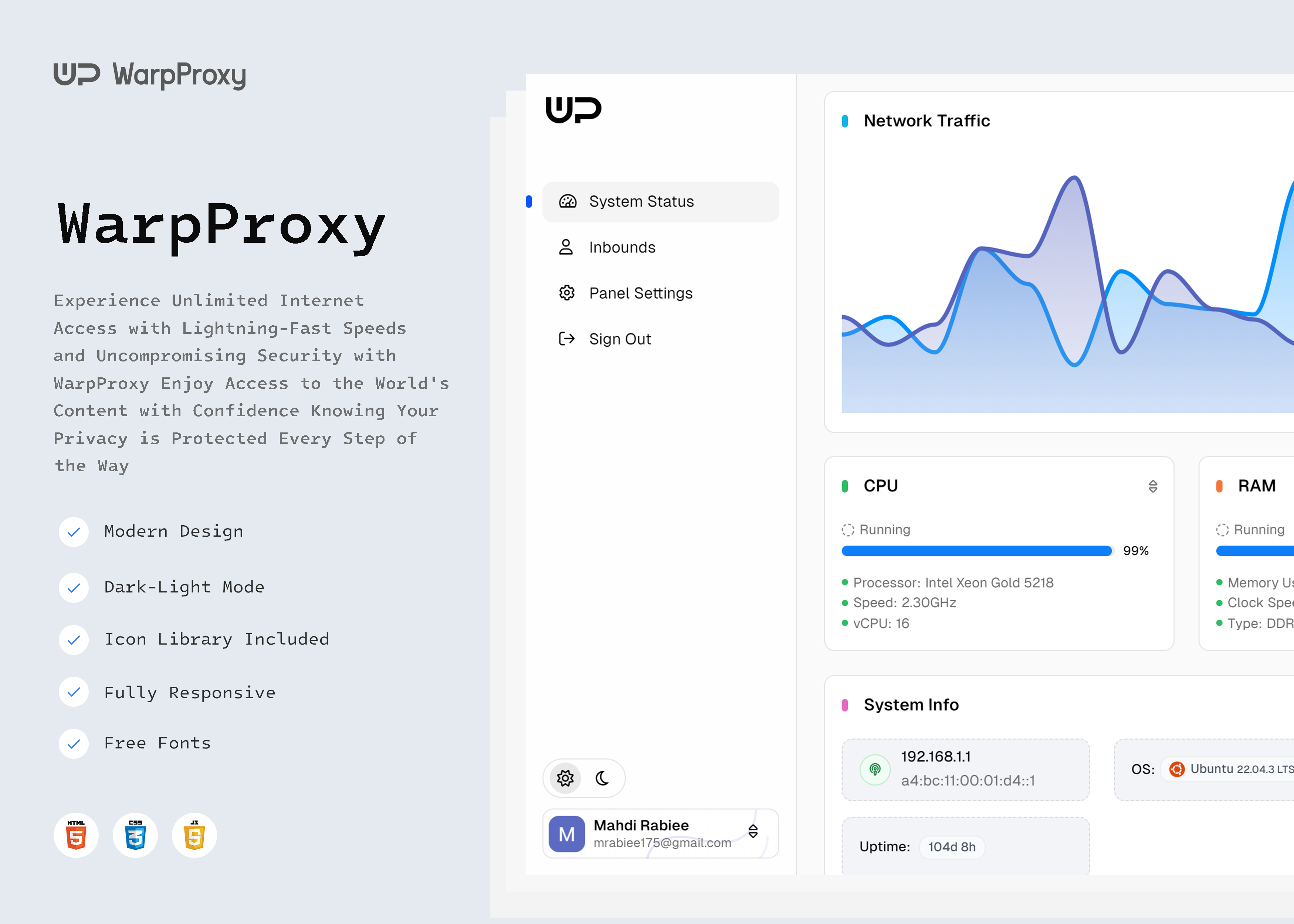 WarpProxy Website Project branding dashboard dashboard ui design graphic design html css js mahdi rabiee mohammad mahdi rabiee panel panel ui ui ux vpn ui warpproxy warpproxy website warpproxy website project website