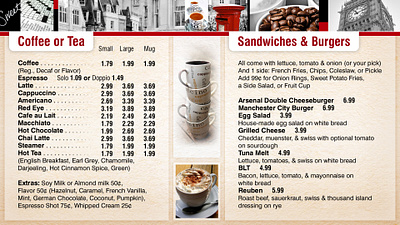 London Cafe Screen Menu 1 graphic design