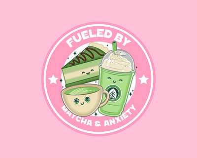 Fueled by Matcha character cute design illustration japan kawaii latte matcha t shirt