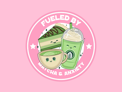 Fueled by Matcha character cute design illustration japan kawaii latte matcha t shirt