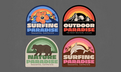 Outdoor badges design adventure badge branding design illustration outdoor retro t shirt