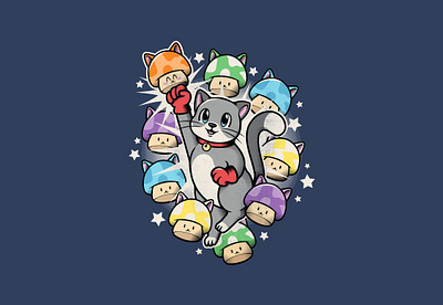 9-up cat character cute design illustration retro t shirt videogame