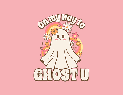 Groovy ghost 60s character cute design ghost groovy illustration retro t shirt