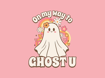 Groovy ghost 60s character cute design ghost groovy illustration retro t shirt