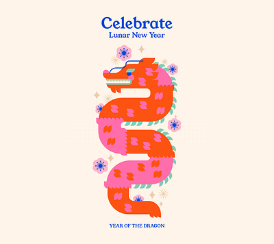 Year of the dragon 2024 abstract chinese zodiac design dragon geometric illustration lunar new year new year year of the dragon