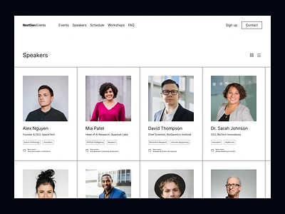 Event speakers branding design design exploration event page event speakers figma filter product design speakers ui ui design ux ux design webdesign website