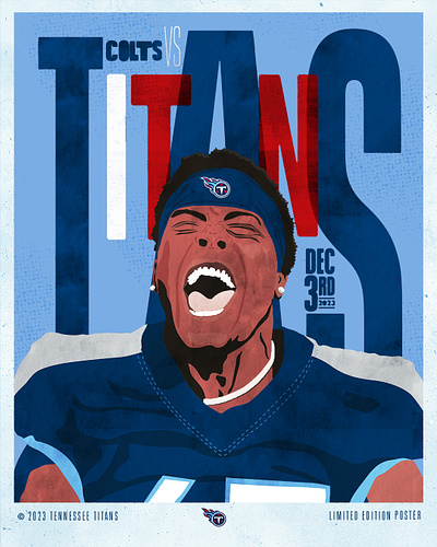 Titans Vs. Colts Gameday Poster arden key color colts design flat graphic design illustration tennessee titans typography vector vector art