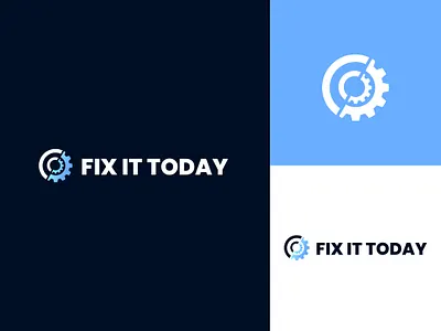 FIX IT TODAY / LOGO a logo design branding design gear logo logo logo design modern modern logo pipe logo setting logo