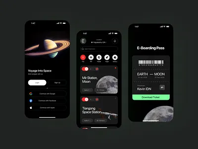 Space Travel Mobile App (Trace) 🚀 branding design earth figma inspiration login login page mine space space app ui