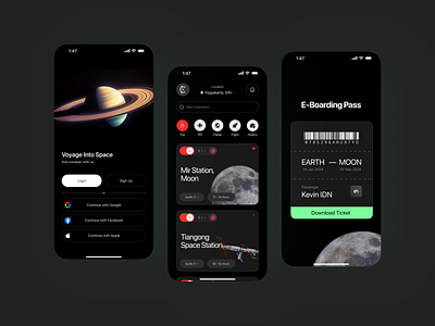 Space Travel Mobile App (Trace) 🚀 branding design earth figma inspiration login login page mine space space app ui