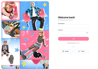 Y2K fashion login page ui