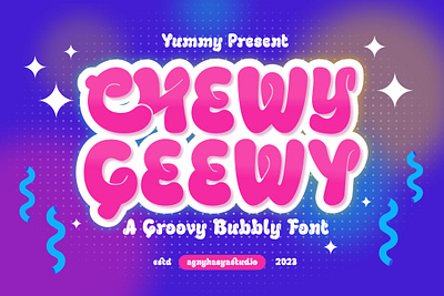 Chewy Geewy - A Groovy Bubbly Typeface 80s 90s bold brand branding bubble cartoon children comic display fancy font fun grafitti groovy kids playful pop retro typeface
