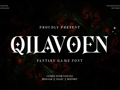 Qilavoen - Game Display Font display entertainment fancy font freedom funky game headline movie play powerful serif sphere stream title