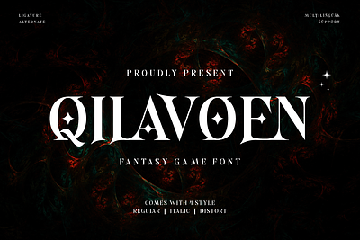 Qilavoen - Game Display Font display entertainment fancy font freedom funky game headline movie play powerful serif sphere stream title