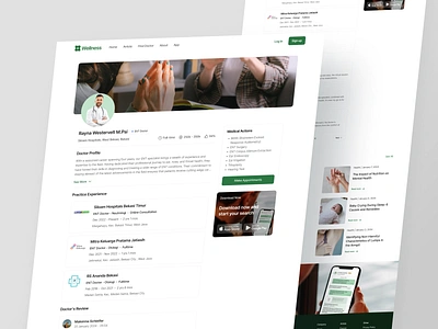 Wellness - Doctor Profile account design doctor doctor profile experience health care healty landing page medecine medical profile review ui ux web design website wellness