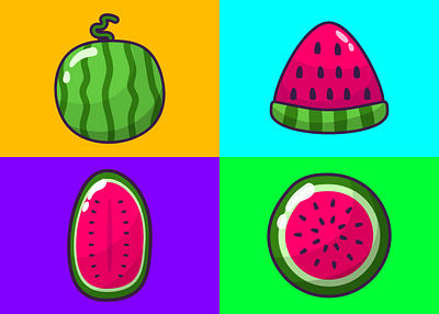 Delicious Watermelon vector art watermelon flat color watermelon food fruit fruity green red sweet vector watermelon watermelon collection watermelon graphic