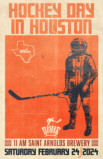 Houston Hockey Day {poster art1} artwork branding concept design event festival graphic design hockey illustration logo poster texas vector