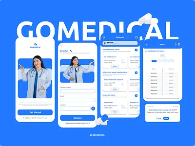 GoMedical - pharmacy app (IoT based) branding design iot logo pharmacy ui ux