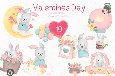 Rabbit With Valentine’s Day animation branding graphic design illustration motion graphics rabbit ui valentines vector