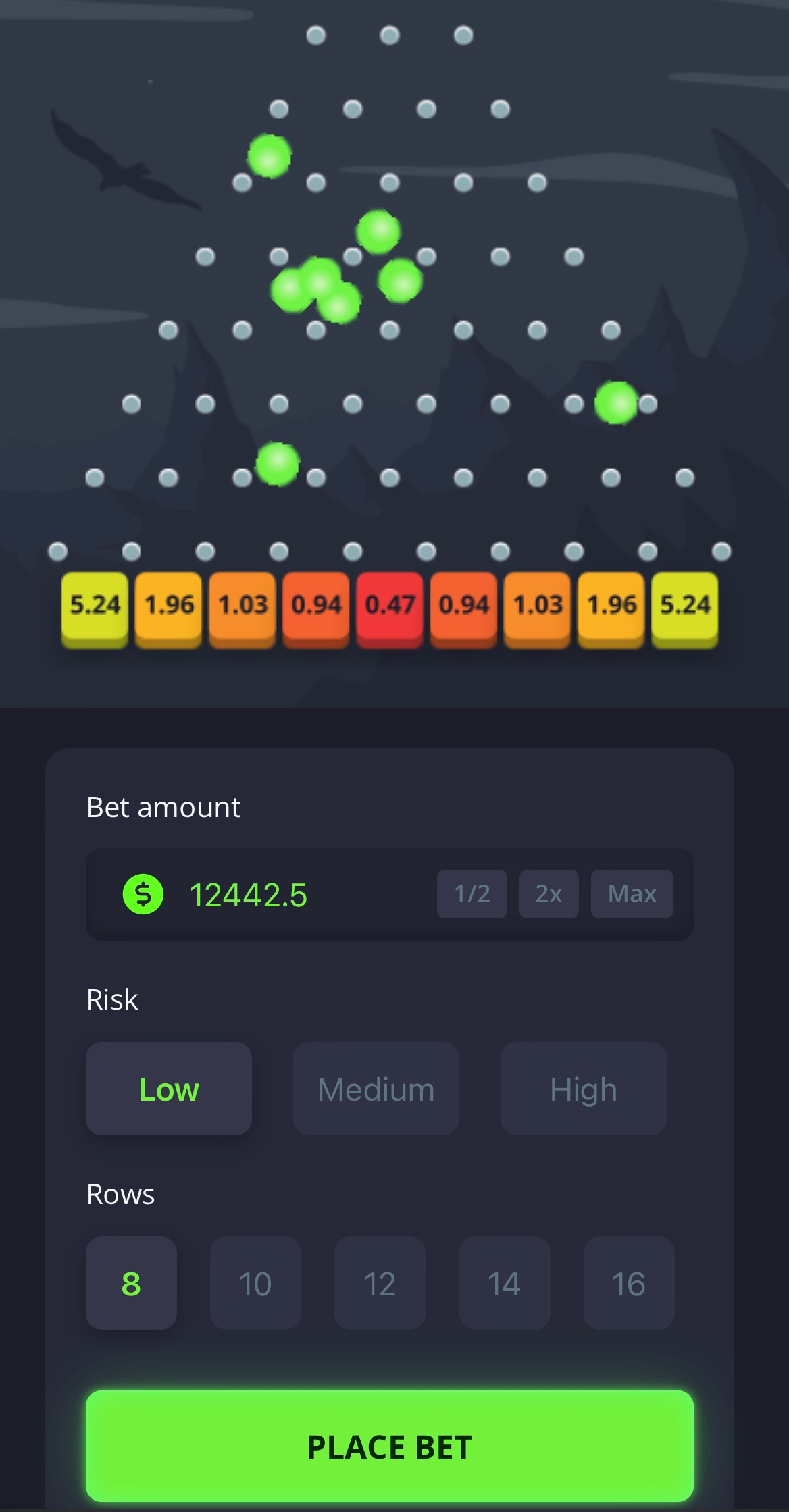 Plinko - web3 casino interface game aviator casino casino design casino game casino game interface casino games casino interface crash game fast casino games illustration plinko plinko casino game plinko game design plinko web 3 ui web 3 casino
