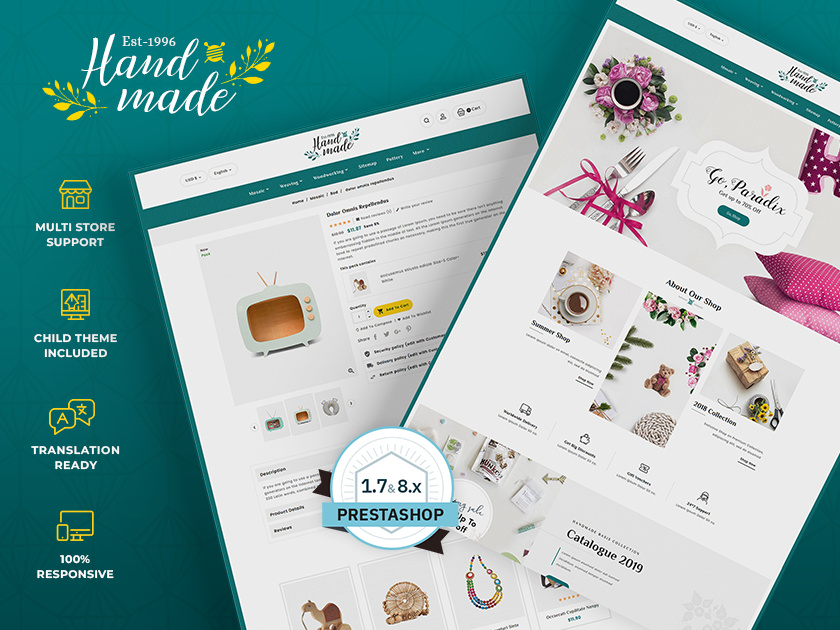 Handmade – Gifts & Crafts – eCommerce Responsive Theme design ecommerce illustration modern opencart prestashop shopify templatetrip woocommerce wordpress
